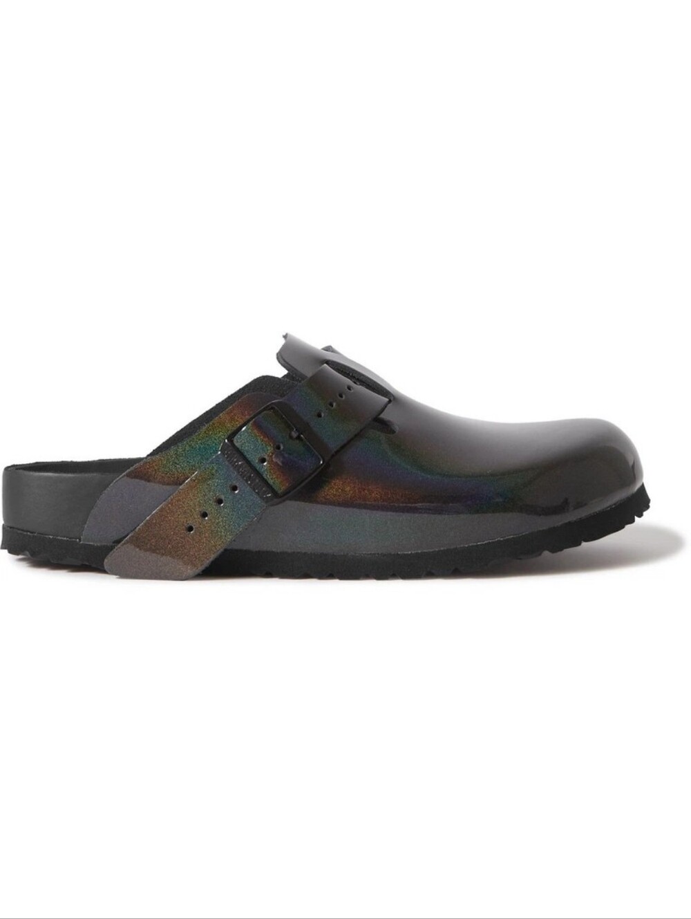 RICK OWENS® x BIRKENSTOCK BOSTON® Leather Iridescent Black Clogs | Size 10